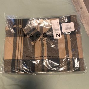 BRAND NEW PACSUN FLANNEL - Tan/Black Flannel